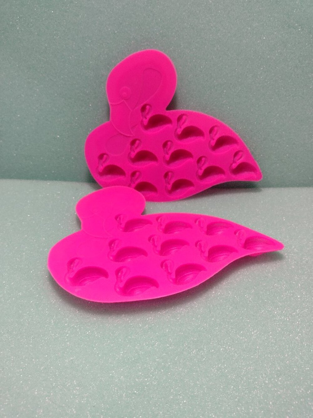 Set of 2 Flamingo Silicone Ice Cube or Cake Fondant Decorating Molds
